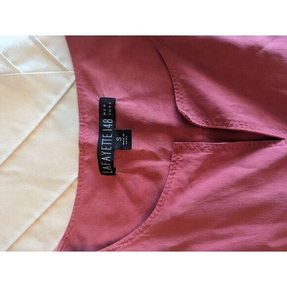 Lafayette 148 new York silk shirt dress sz small euc salmon pink belted - Picture 4 of 7
